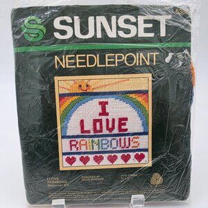 Sunset Needlepoint Kit I love Rainbows Colorful Vintage